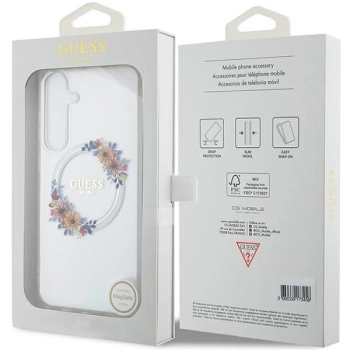 Etui Guess IML Flowers Wreath MagSafe na Samsung Galaxy S24+ - przezroczyste