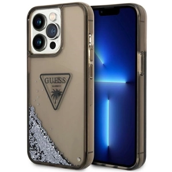 Etui Guess Liquid Glitter Palm Collection na iPhone 14 Pro Max - czarne