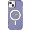 Etui Guess Glitter Gold MagSafe na iPhone 14 - purpurowe
