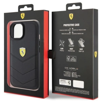 Etui Ferrari Quilted Metal Logo na iPhone 15 - czarne