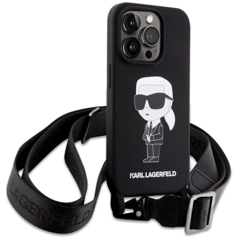 Etui Karl Lagerfeld Crossbody Silicone Ikonik do iPhone 15 Pro - czarne