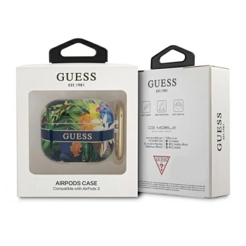 Etui Guess Flower Strap Collection na AirPods 3 cover - niebieskie