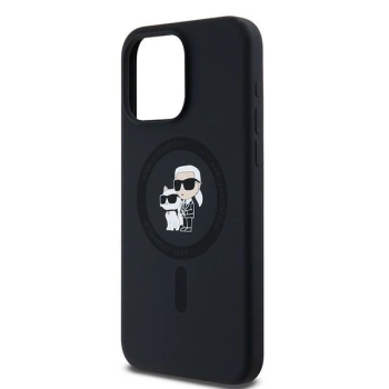 Etui Karl Lagerfeld Silicone Karl&Choupette Ring MagSafe na iPhone 15 Pro Max - czarne