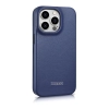 iCarer CE Premium Leather Folio Case skórzane etui iPhone 14 Pro Max z klapką magnetyczne MagSafe niebieski (WMI14220716-BU)