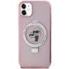 Etui Karl Lagerfeld Ring Stand Karl&Choupettte MagSafe na iPhone 11 / Xr - różowe