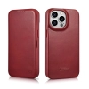 iCarer CE Oil Wax Premium Leather Folio Case skórzane etui iPhone 14 Pro Max z klapką magnetyczne MagSafe czerwony (AKI14220708-RD)