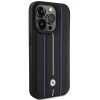 Etui BMW Leather Stamp Blue Lines na iPhone 15 Pro Max - czarne