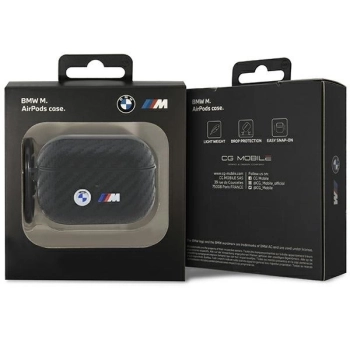 Etui BMW Carbon Double Metal Logo na AirPods Pro 2 gen - czarne