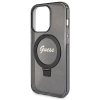 Etui Guess Ring Stand Script Glitter MagSafe na iPhone 13 Pro Max - czarne
