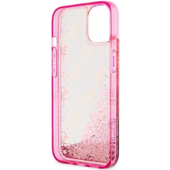 Etui Guess Liquid Glitter 4G Transculent na iPhone 14 - różowe