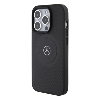 Etui Mercedes Crossed Lines Pattern Leather MagSafe na iPhone 15 Pro Max - czarne