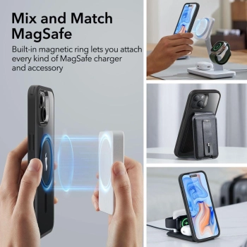 Etui ESR Classic Hybrid Halolock z MagSafe na iPhone 15 - przezroczysto-czarne