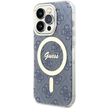 Etui Guess IML 4G MagSafe na iPhone 15 Pro Max - niebieskie