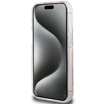 Etui Guess IML GCube MagSafe na iPhone 15 Pro - brązowe