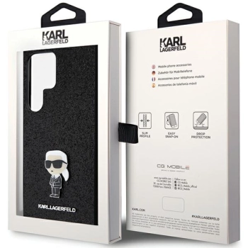 Etui Karl Lagerfeld Fixed Glitter Ikonik Logo Metal Pin na Samsung Galaxy S24 Ultra - czarne