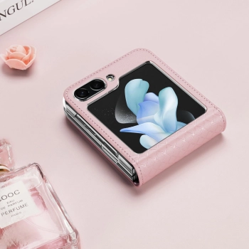Skórzane etui Samsung Galaxy Z Flip5 5G z klapką portfel pokrowiec na tył Dux Ducis Bril - różowe