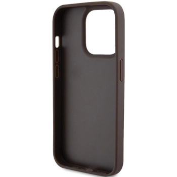 Etui Guess Leather 4G Triangle Strass do iPhone 15 Pro Max - brązowe