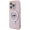 Etui Karl Lagerfeld Ring Stand Choupette Head MagSafe do iPhone 15 Pro - różowe