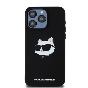 Etui Karl Lagerfeld Silicone Choupette Head MagSafe na iPhone 15 Pro Max - czarne