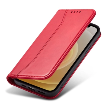 Magnet Fancy Case etui do iPhone 12 Pro Max pokrowiec portfel na karty kartę podstawka czerwony