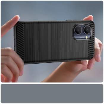 Carbon Case etui Realme C33 elastyczny silikonowy karbonowy pokrowiec czarne
