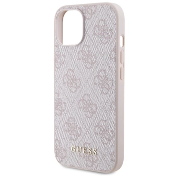 Etui Guess 4G Metal Gold Logo na iPhone 15 Plus - różowe