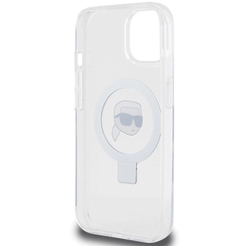 Etui Karl Lagerfeld Ring Stand Karl Head MagSafe do iPhone 15 - białe