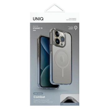 Etui UNIQ Combat Duo Magclick Charging do iPhone 15 Pro - niebiesko-szare