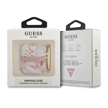 Etui Guess Marble Strap Collection na AirPods 1/2 - różowe