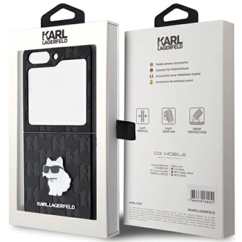 Etui Karl Lagerfeld Saffiano Monogram Choupette Pin na Samsung Galaxy Z Flip 5 - czarne