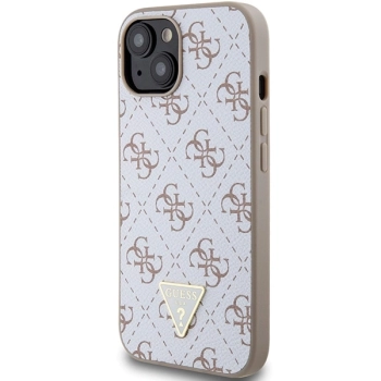 Etui Guess 4G Triangle Metal Logo na iPhone 15 / 14 / 13 - białe