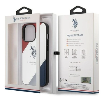 Etui U.S. Polo Assn. Tricolor Embossed na iPhone 14 Pro Max - białe