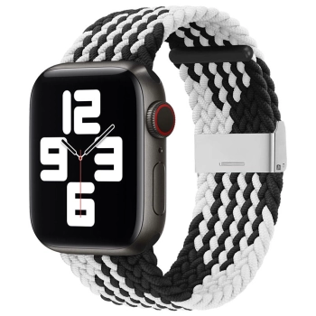 Strap Fabric opaska do Watch 9 / 8 / 7 / 6 / SE / 5 / 4 / 3 / 2 (41mm / 40mm / 38mm) pleciony materiałowy pasek bransoletka do zegarka czarno-biały