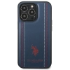 Etui U.S. Polo Assn. Leather Stitch na iPhone 14 Pro - granatowe
