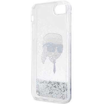 Etui Karl Lagerfeld Glitter Karl's Head na iPhone 7 / 8 / SE 2020 / SE 2022 - srebrne