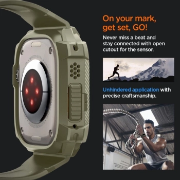 Etui z paskiem Spigen Rugged Armor Pro na Apple Watch Ultra (49 mm) - zielone