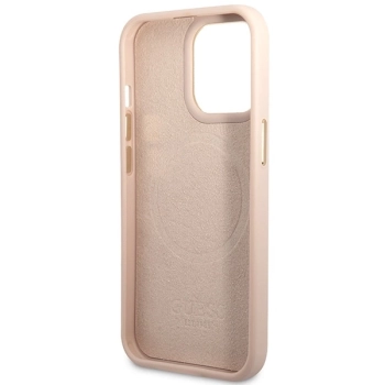 Etui Guess 4G Logo Plate MagSafe na iPhone 14 Pro Max - różowe