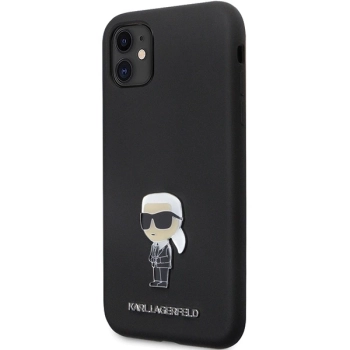Etui Karl Lagerfeld Silicone Ikonik Metal Pin na iPhone 11 / Xr - czarne