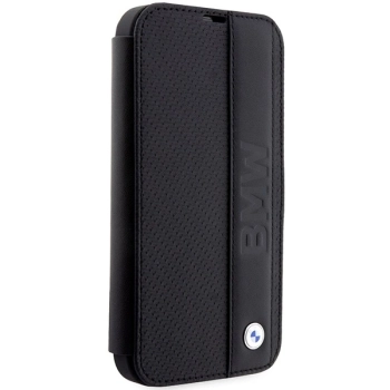 Etui BMW Leather Textured & Stripe na iPhone 14 Pro Max - czarne