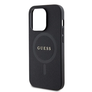 Etui Guess Saffiano MagSafe do iPhone 15 Pro - czarne
