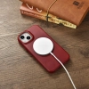 iCarer CE Oil Wax Premium Leather Folio Case skórzane etui iPhone 14 z klapką magnetyczne MagSafe czerwony (AKI14220705-RD)