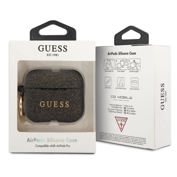 Etui Guess Silicone Glitter na AirPods Pro - czarne