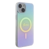 Etui Guess IML Iridescent MagSafe do iPhone 15 Plus - turkusowe