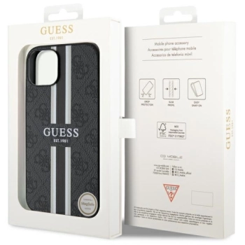 Etui Guess 4G Printed Stripes MagSafe na iPhone 14 - czarne