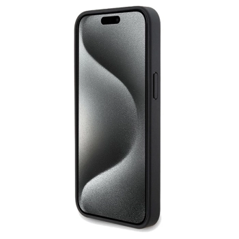 Etui Ferrari Perforated Waves Metal Logo na iPhone 15 Pro Max - czarne