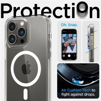 Etui Spigen Ultra Hybrid Mag z MagSafe na iPhone 14 Pro - przezroczysto-białe