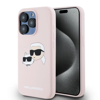 Etui Karl Lagerfeld Silicone Karl&Choupette MagSafe na iPhone 15 Pro - różowe