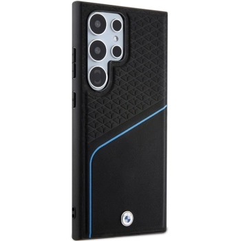 Etui BMW Signature Leather Textured & Line MagSafe na Samsung Galaxy S24 Ultra - czarne