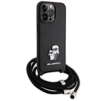 Etui Karl Lagerfeld Crossbody Saffiano Metal Pin Karl&Choupette na iPhone 15 Pro Max - czarne