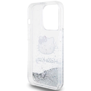 Etui Hello Kitty Liquid Glitter Charms Kitty Head na iPhone 13 Pro / 13 - srebrne